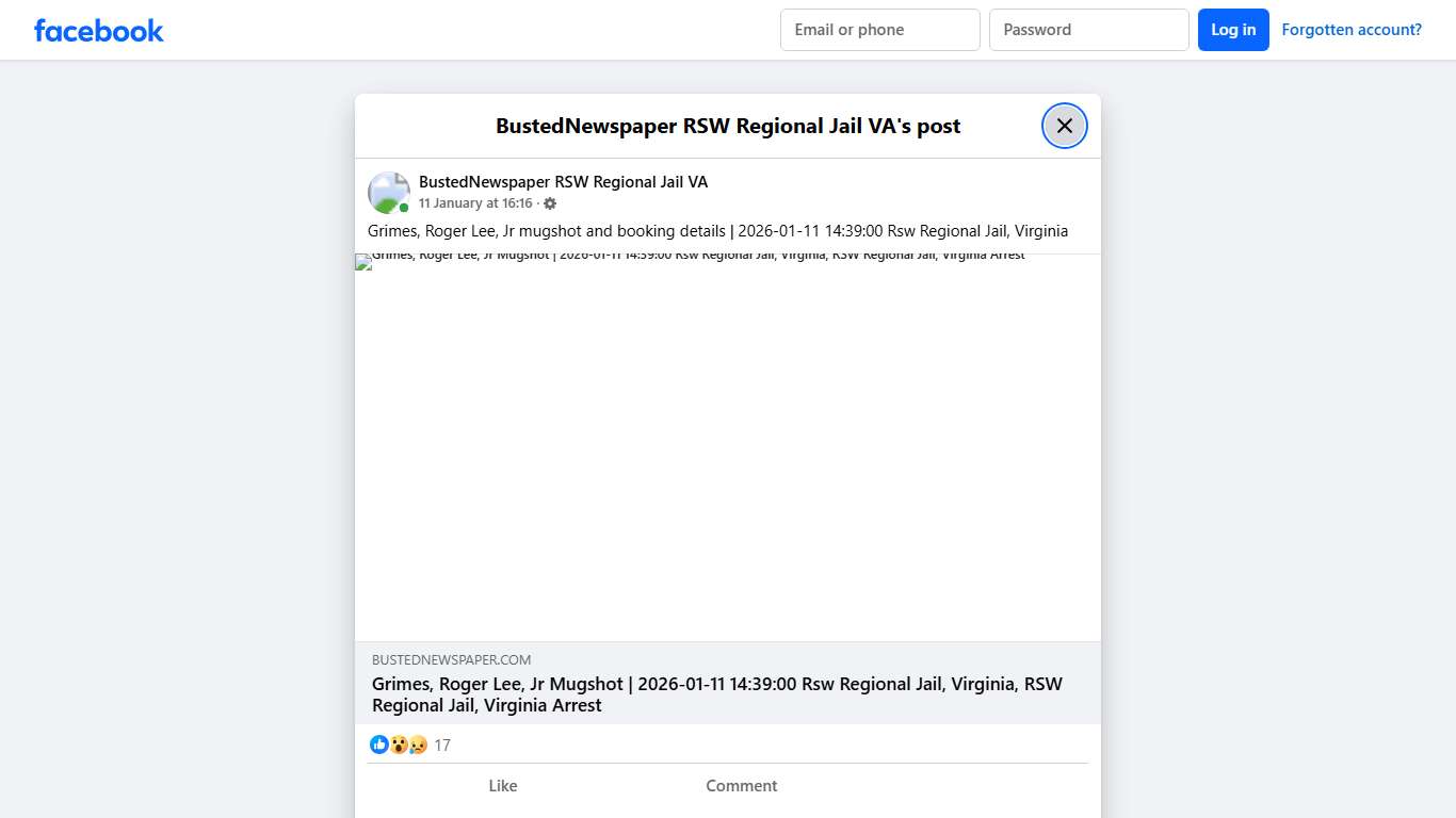 Grimes, Roger Lee,... - BustedNewspaper RSW Regional Jail VA Facebook